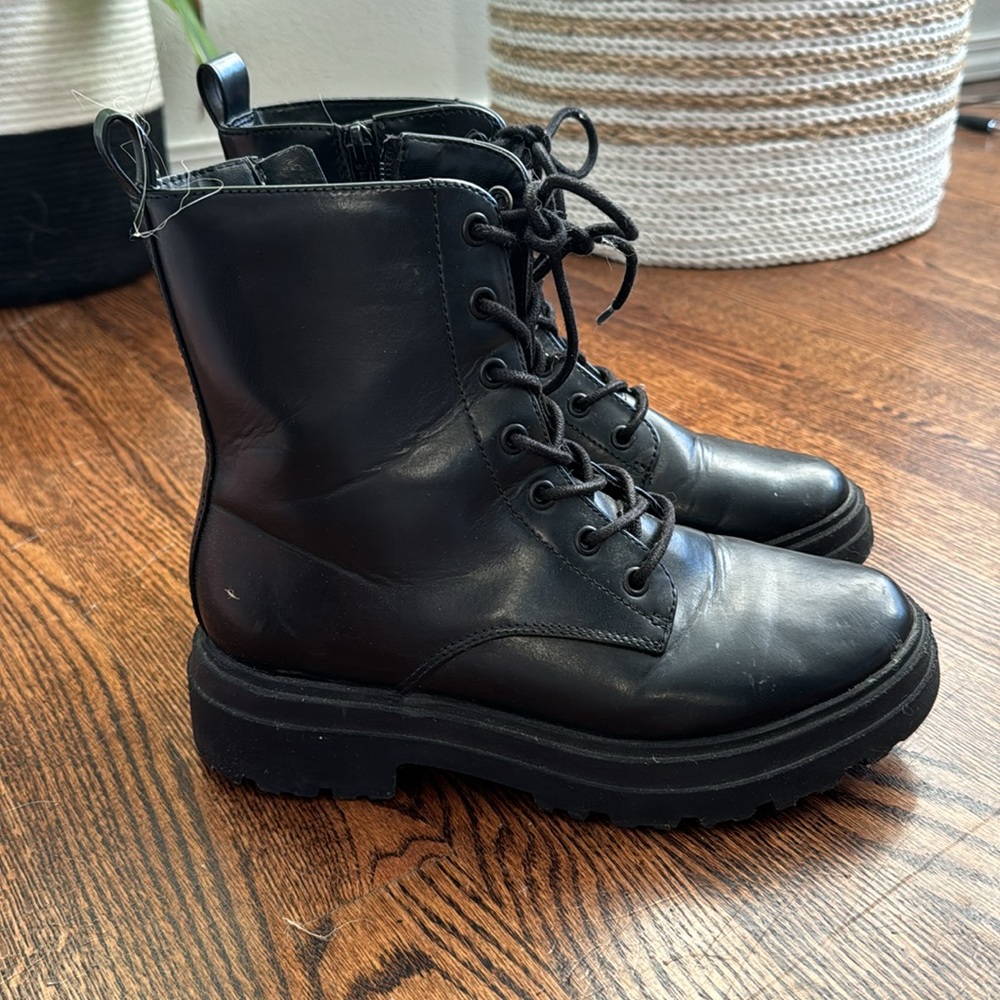 Black combat boots